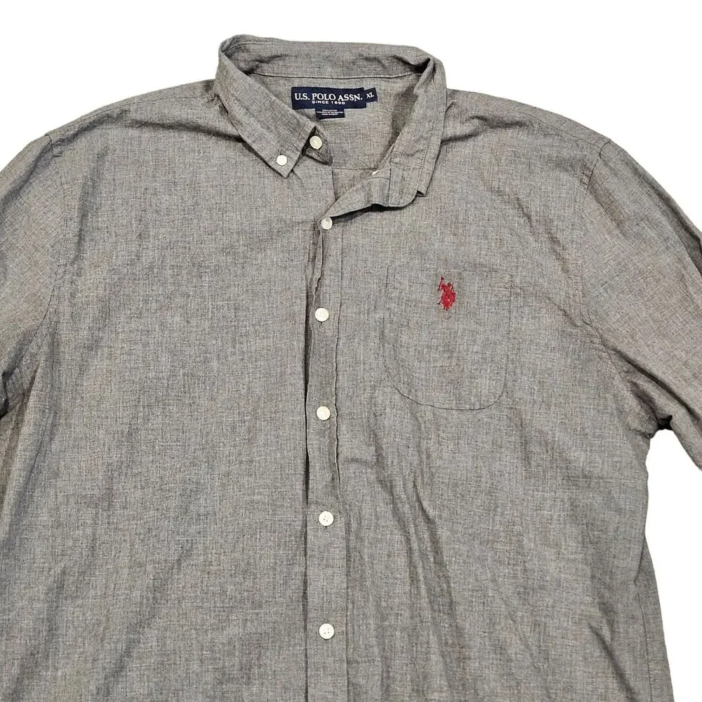 US Polo Assn Men's Gray Long Sleeve Button Down Shirt Size XL